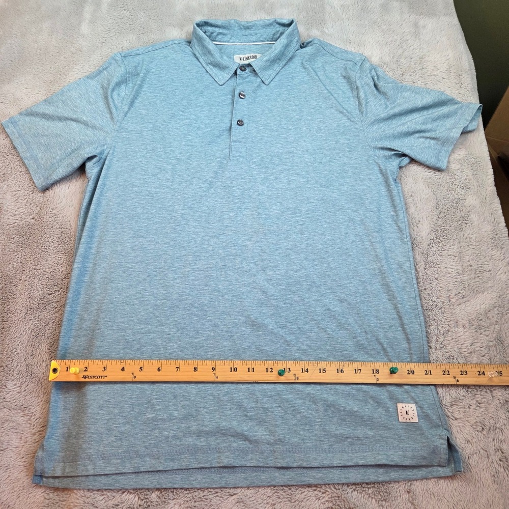 Linksoul‎ Golf Polo Mens L Heathered Short Sleeve Performance Shirt Blue
